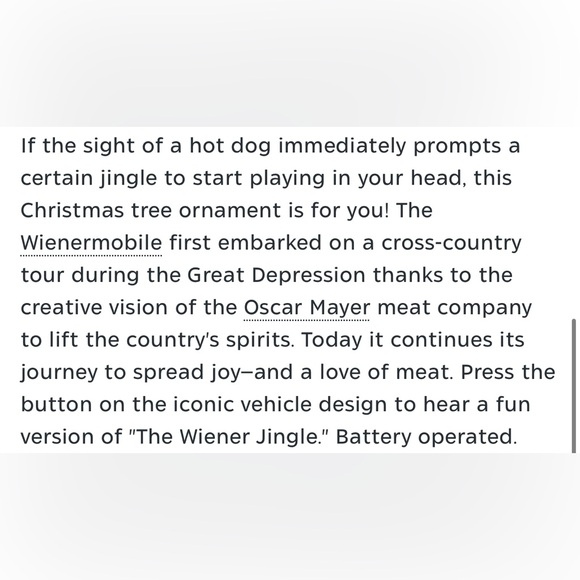 🌭HALLMARK OSCAR MAYER “ THE WIENERMOBILE MUSICAL ORNAMENT “
- NWT - Picture 8 of 9